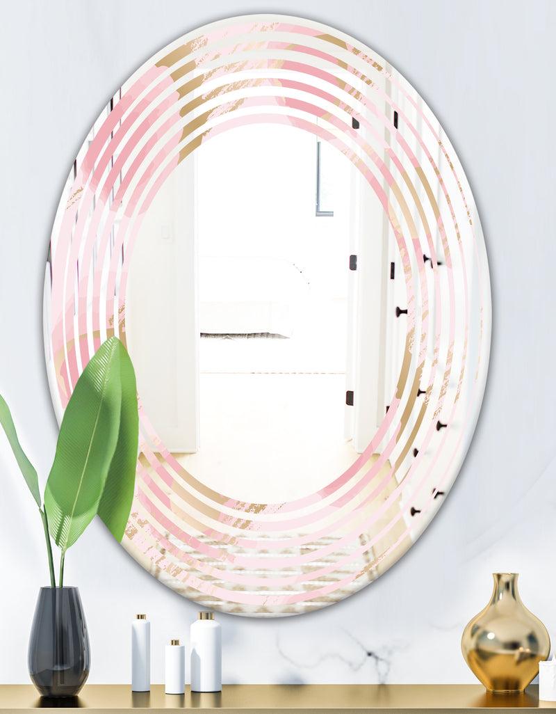 DesignQ Abstract Flower Design IX - Cottage Round Or Oval Wall Mirror - Wave