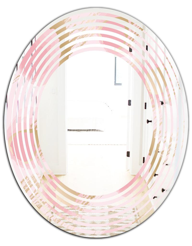 DesignQ Abstract Flower Design IX - Cottage Round Or Oval Wall Mirror - Wave