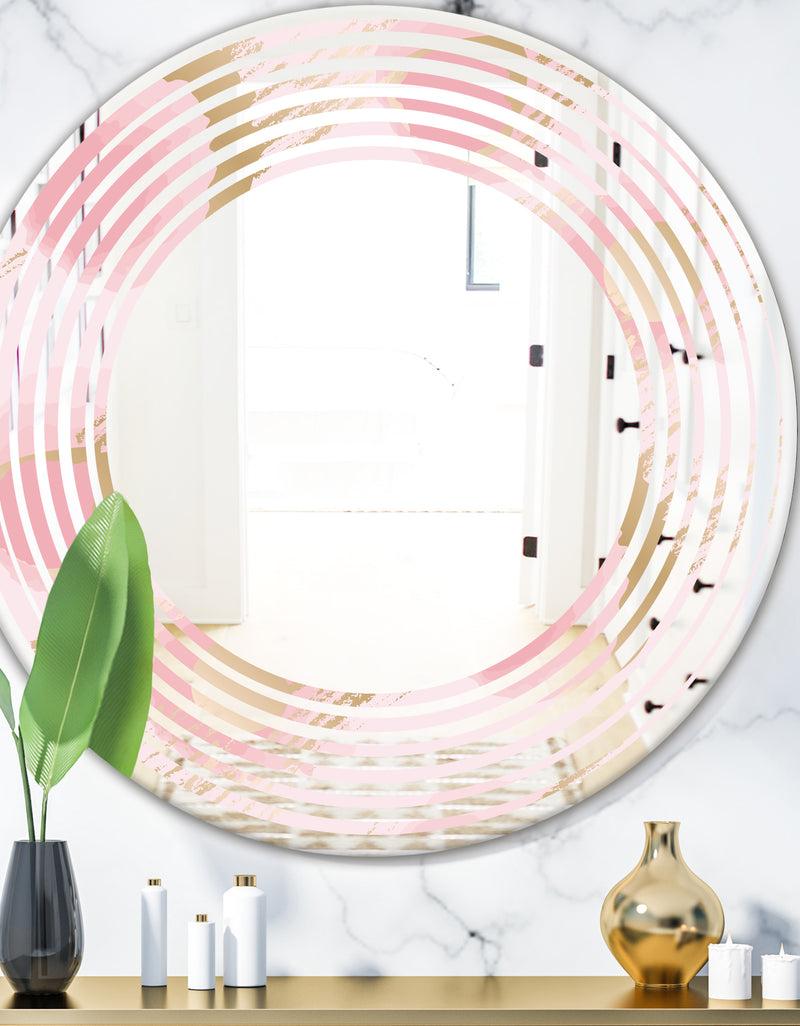 DesignQ Abstract Flower Design IX - Cottage Round or Oval Wall Mirror - Wave