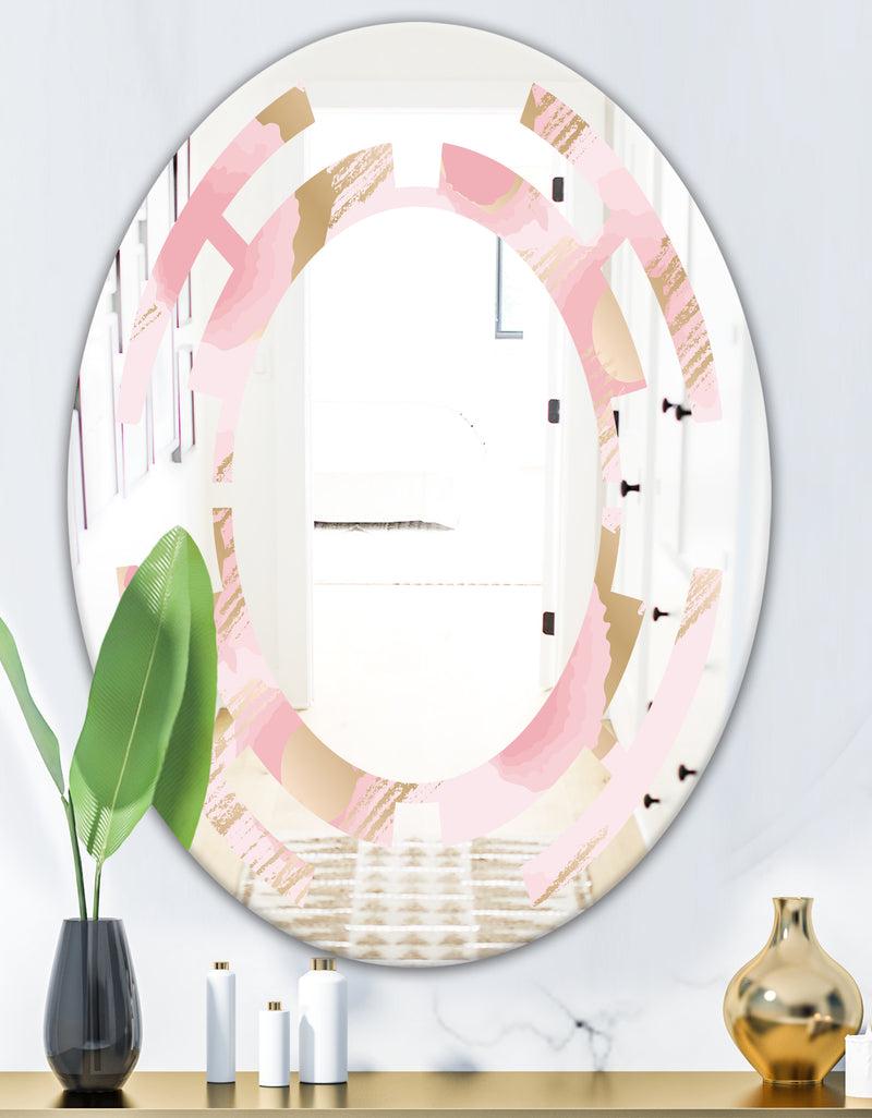 DesignQ Abstract Flower Design IX - Cottage Round Or Oval Wall Mirror - Space