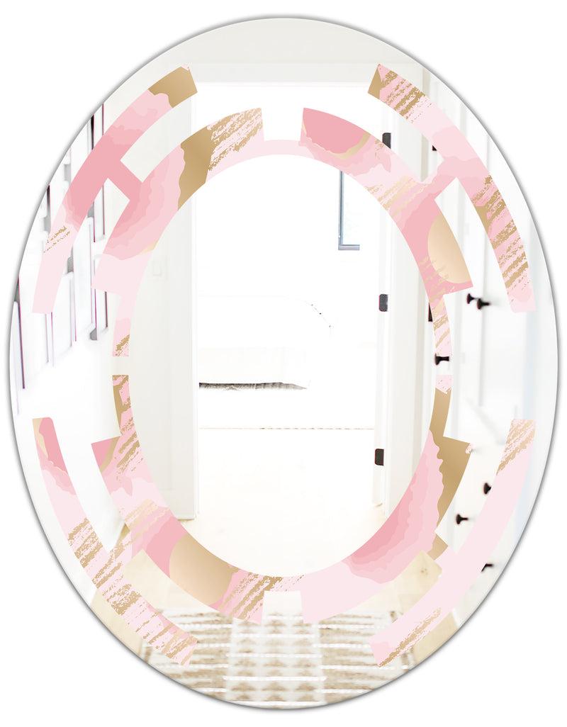 DesignQ Abstract Flower Design IX - Cottage Round Or Oval Wall Mirror - Space