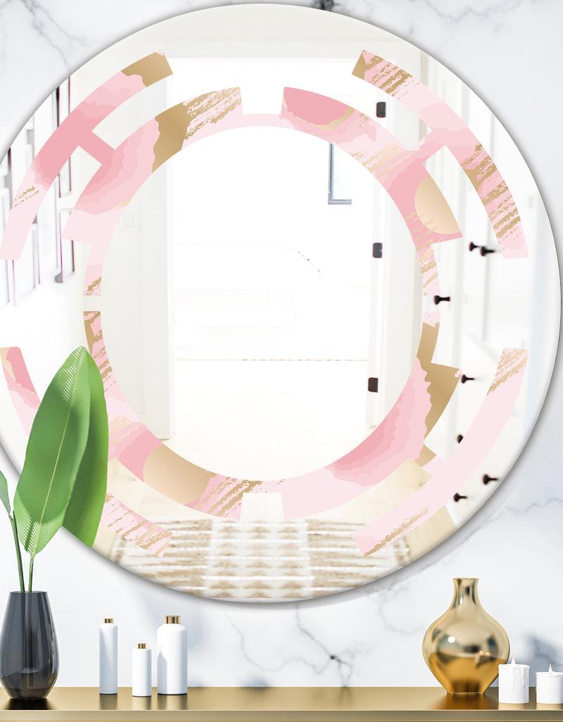 DesignQ Abstract Flower Design IX - Cottage Round or Oval Wall Mirror - Space