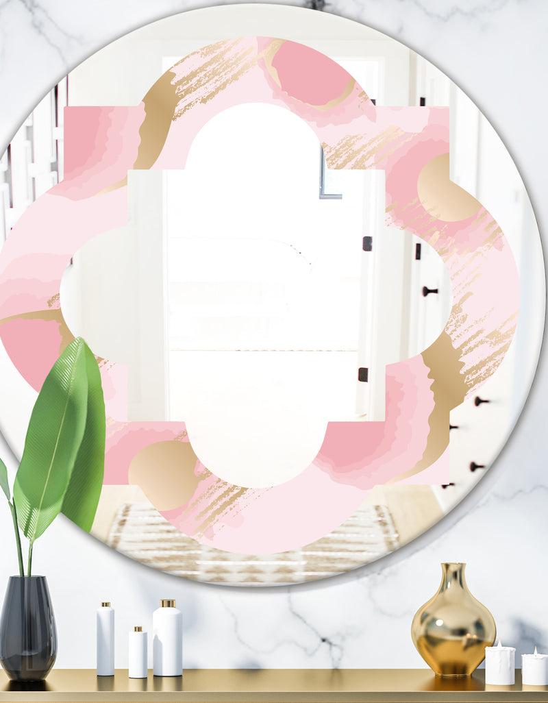 DesignQ Abstract Flower Design IX - Cottage Round or Oval Wall Mirror - Quatrefoil