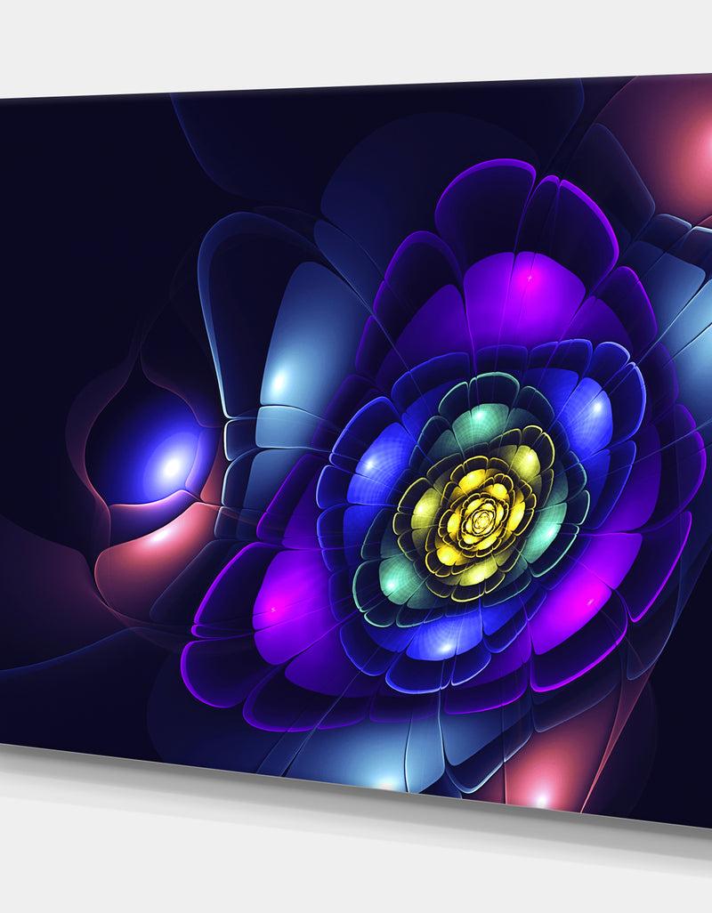 DesignQ Abstract Fractal Flower Emerging From Abys - Art On Wrapped Canvas