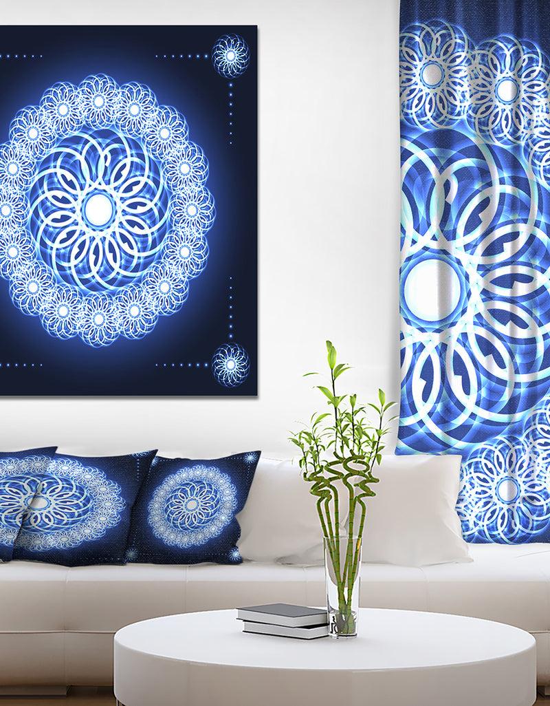 DesignQ Abstract fractal flower in Blue Background - Art on wrapped Canvas