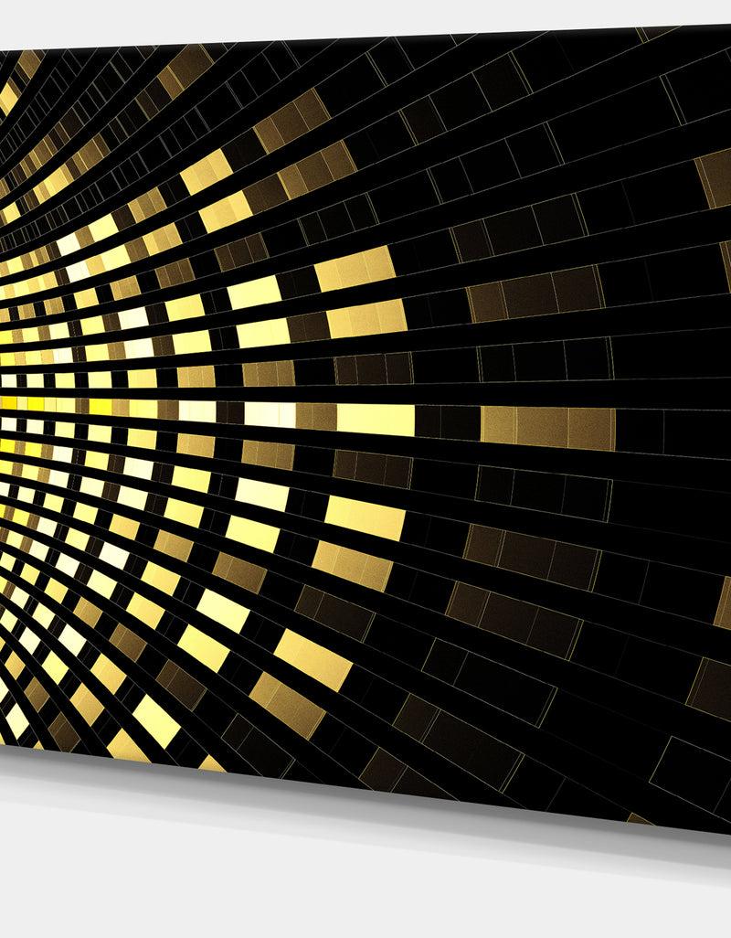 DesignQ Abstract Fractal Gold Square Pixel - Extra Large Abstract Canvas Art Print