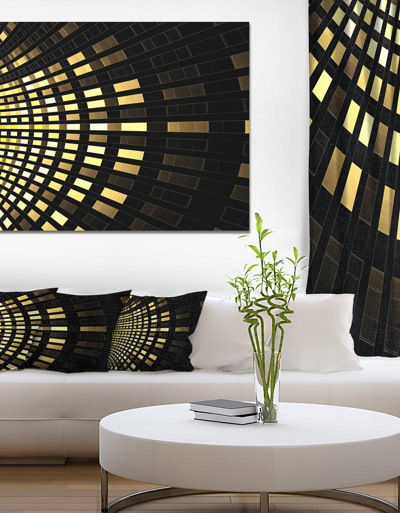 DesignQ Abstract Fractal Gold Square Pixel - Extra Large Abstract Canvas Art Print