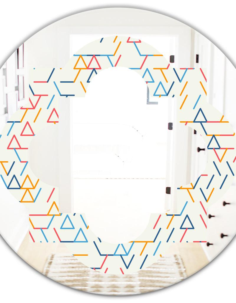 DesignQ Abstract Geometric Background. Pattern. - Modern Round Or Oval Wall Mirror - Quatrefoil