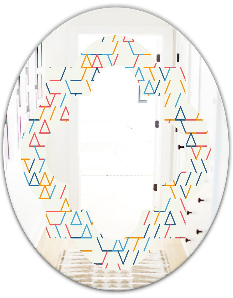 DesignQ Abstract Geometric Background. Pattern. - Modern Round Or Oval Wall Mirror - Quatrefoil