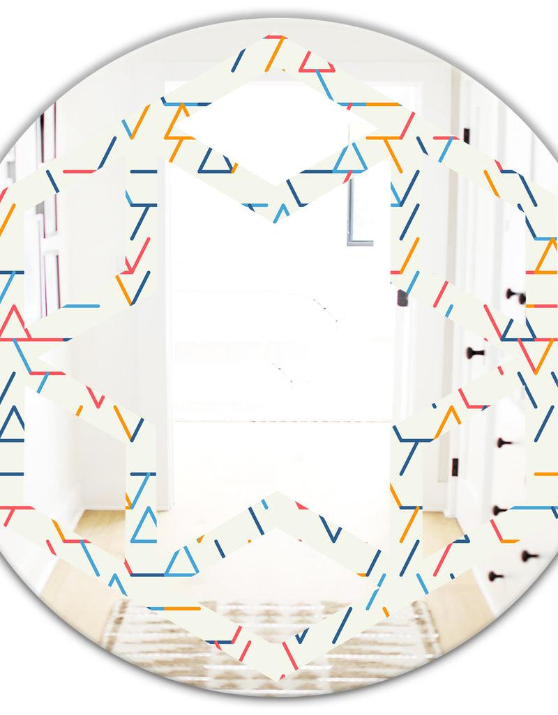 DesignQ Abstract Geometric Background. Pattern. - Modern Round Or Oval Wall Mirror - Hexagon Star