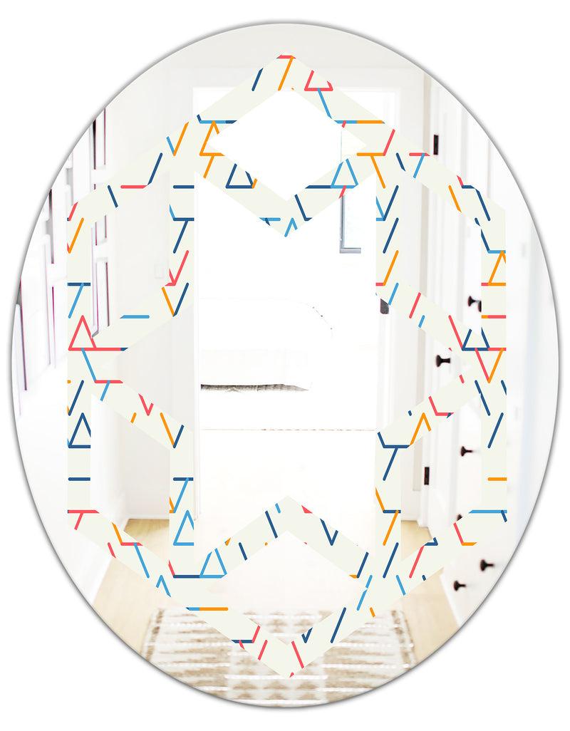 DesignQ Abstract Geometric Background. Pattern. - Modern Round Or Oval Wall Mirror - Hexagon Star
