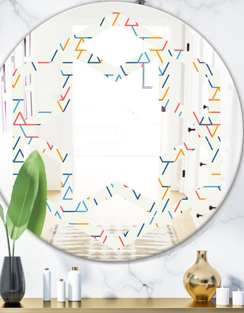 DesignQ Abstract geometric background. pattern. - Modern Round or Oval Wall Mirror - Hexagon Star