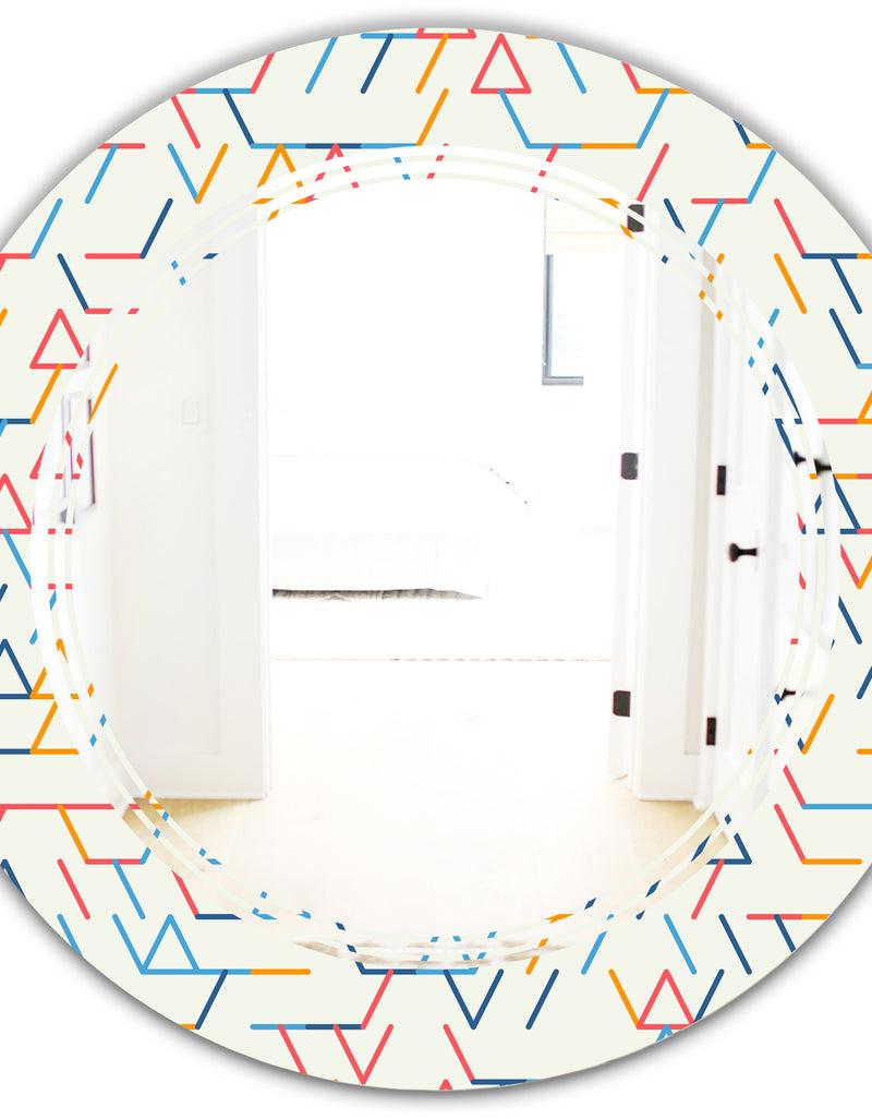 DesignQ Abstract Geometric Background. Pattern. - Modern Round Or Oval Wall Mirror - Triple C