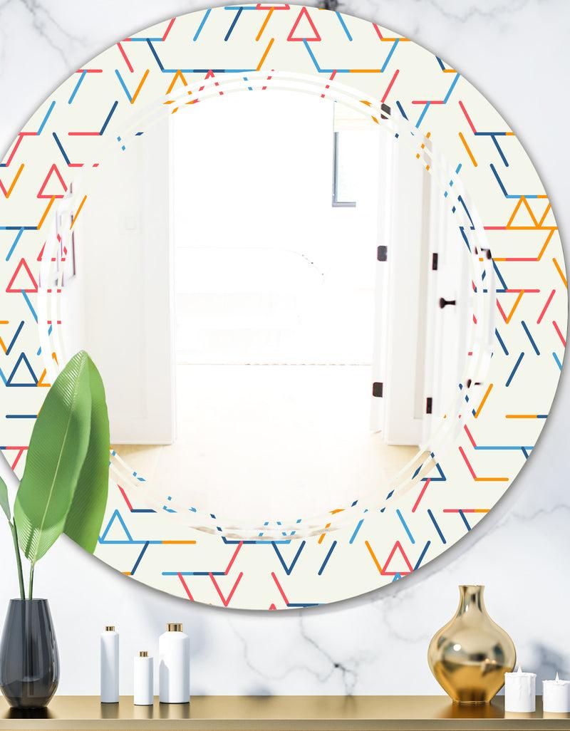 DesignQ Abstract geometric background. pattern. - Modern Round or Oval Wall Mirror - Triple C
