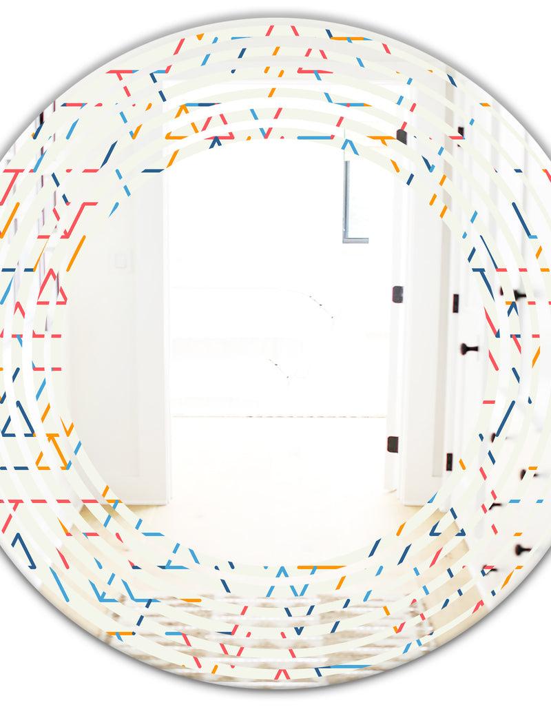 DesignQ Abstract Geometric Background. Pattern. - Modern Round Or Oval Wall Mirror - Wave