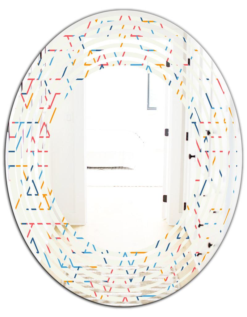 DesignQ Abstract Geometric Background. Pattern. - Modern Round Or Oval Wall Mirror - Wave