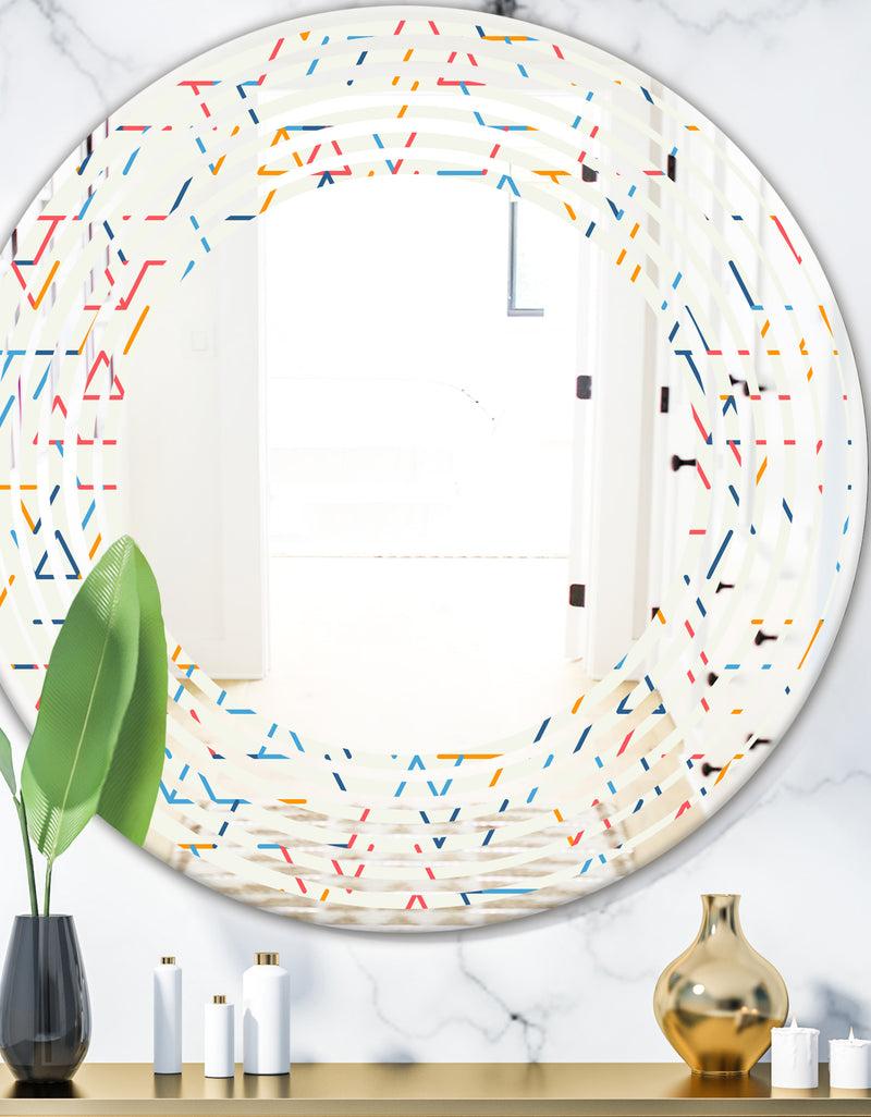 DesignQ Abstract geometric background. pattern. - Modern Round or Oval Wall Mirror - Wave