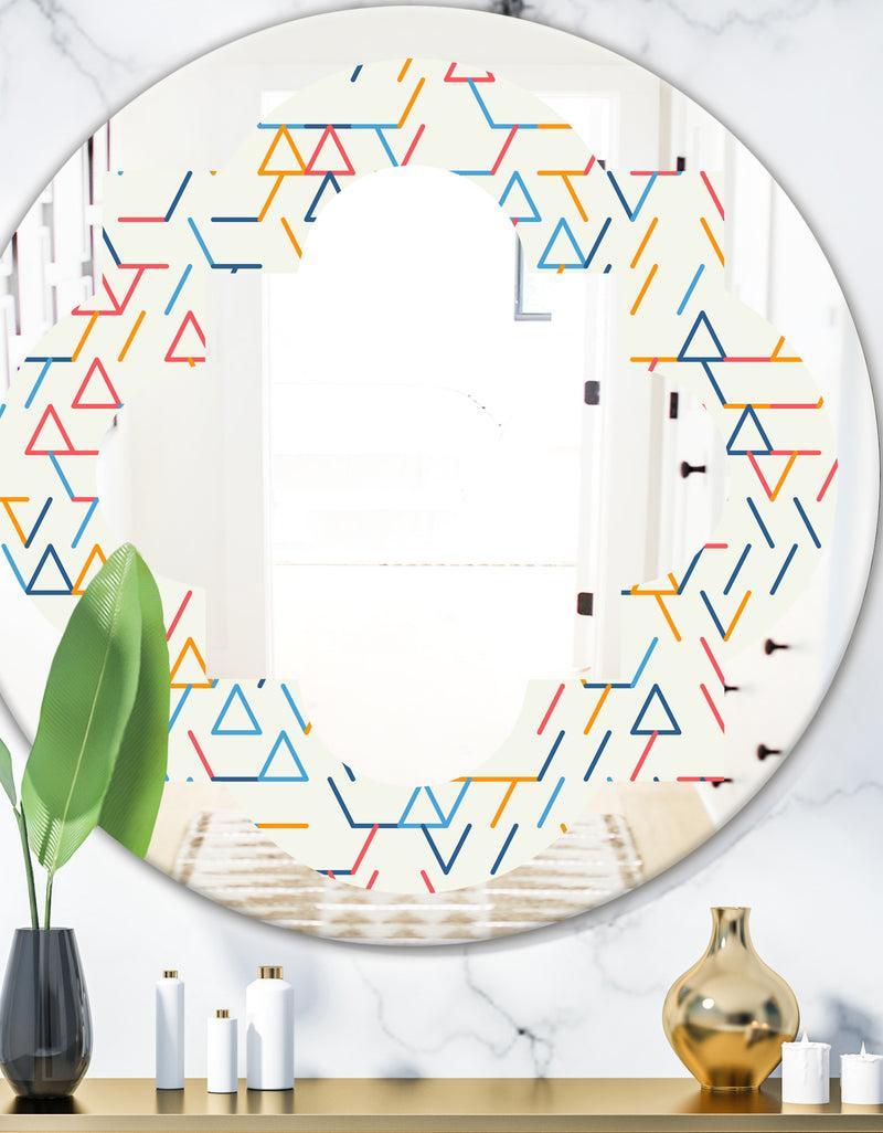DesignQ Abstract geometric background. pattern. - Modern Round or Oval Wall Mirror - Quatrefoil