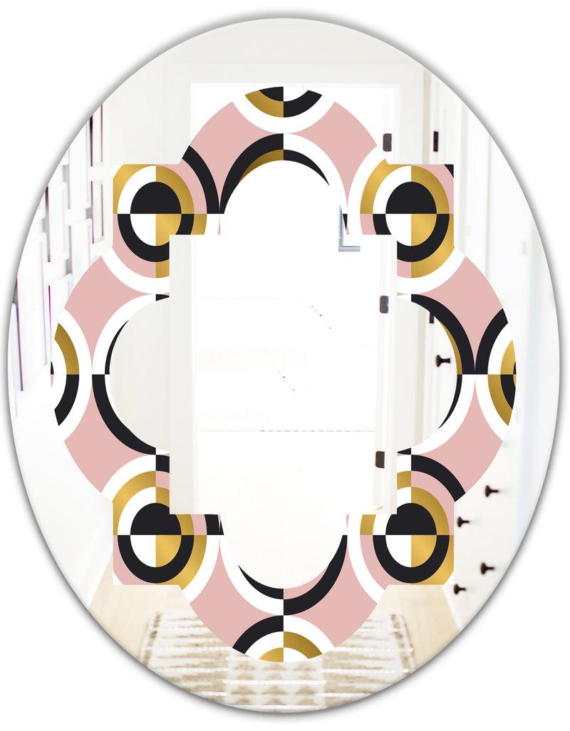 DesignQ Abstract Geometric Circular Retro I - Modern Round Or Oval Wall Mirror - Quatrefoil