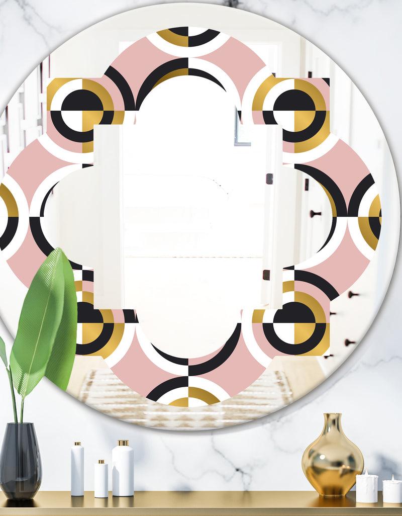 DesignQ Abstract Geometric Circular Retro I - Modern Round or Oval Wall Mirror - Quatrefoil