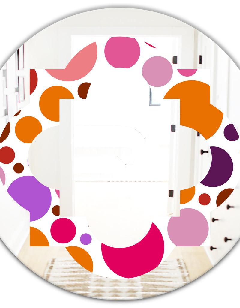 DesignQ Abstract Geometric Circular Retro II - Modern Round Or Oval Wall Mirror - Quatrefoil