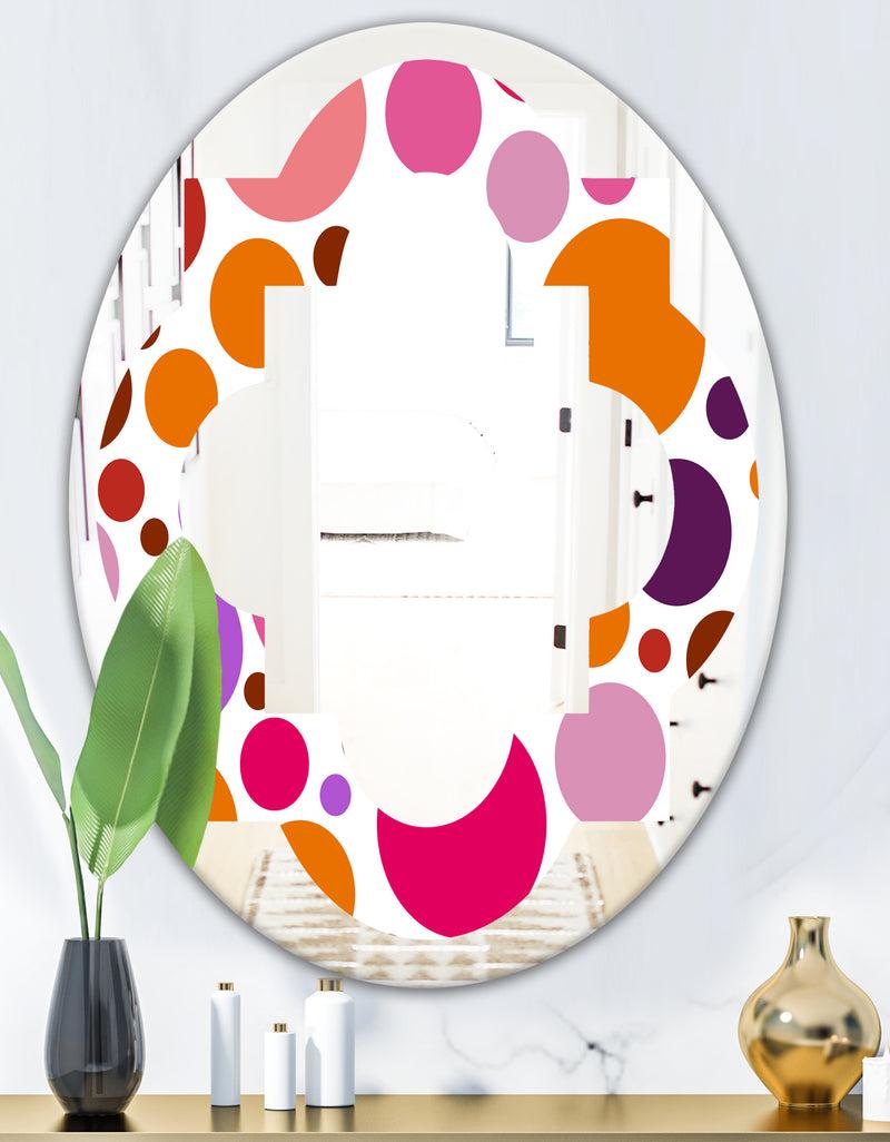 DesignQ Abstract Geometric Circular Retro II - Modern Round Or Oval Wall Mirror - Quatrefoil