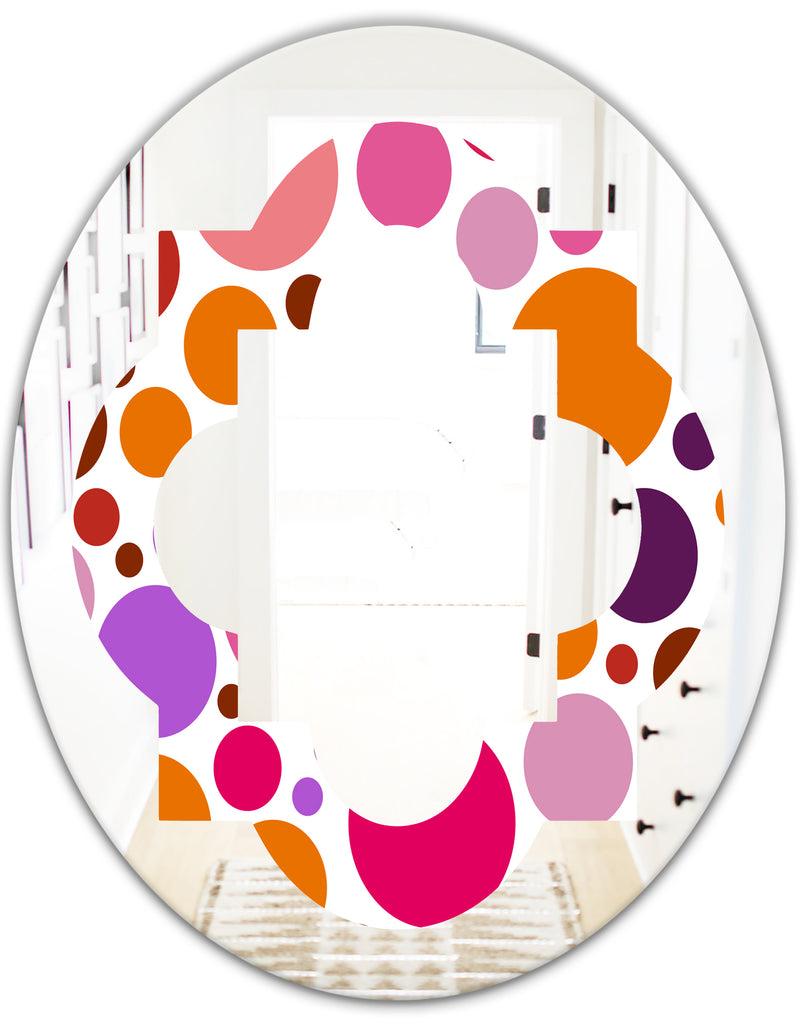 DesignQ Abstract Geometric Circular Retro II - Modern Round Or Oval Wall Mirror - Quatrefoil
