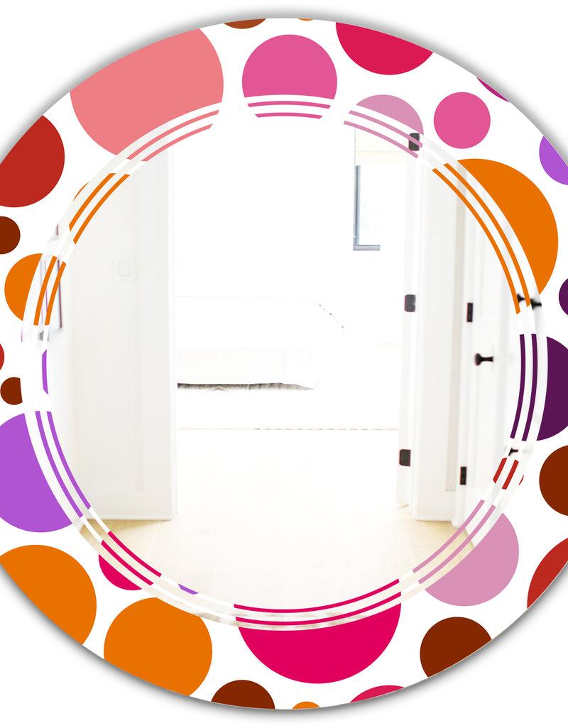 DesignQ Abstract Geometric Circular Retro II - Modern Round Or Oval Wall Mirror - Triple C