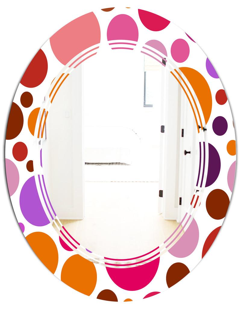 DesignQ Abstract Geometric Circular Retro II - Modern Round Or Oval Wall Mirror - Triple C