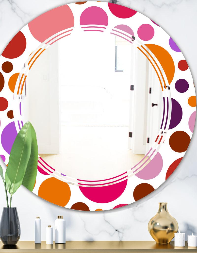 DesignQ Abstract Geometric Circular Retro II - Modern Round or Oval Wall Mirror - Triple C