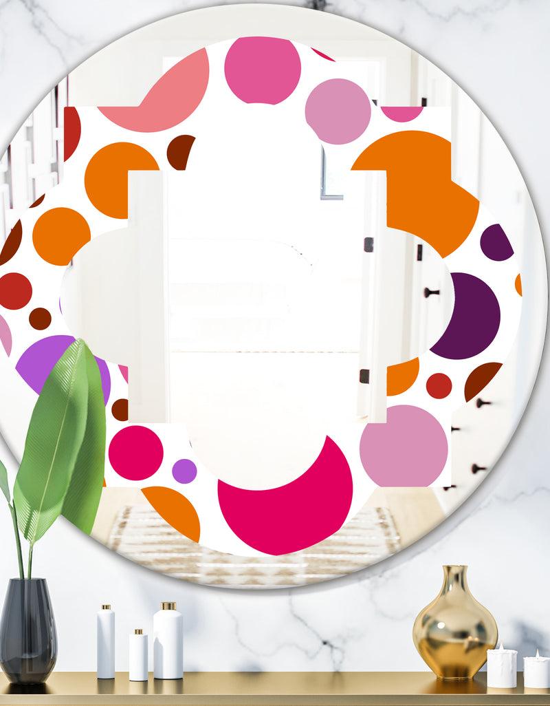 DesignQ Abstract Geometric Circular Retro II - Modern Round or Oval Wall Mirror - Quatrefoil