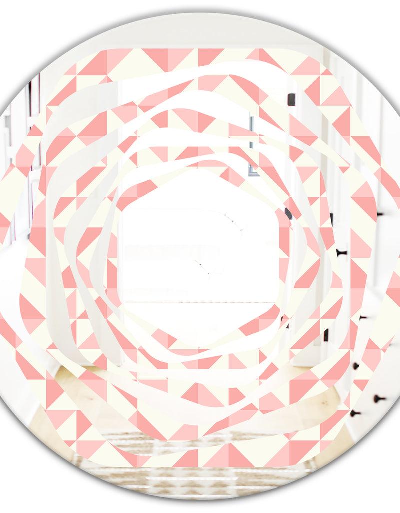 DesignQ Abstract Geometric Pattern Patchwork Quilting - Modern Round Or Oval Wall Mirror - Whirl