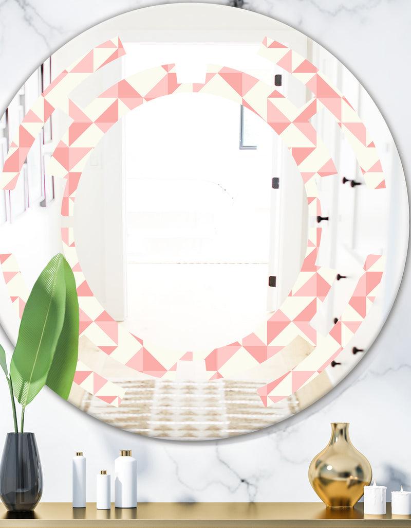 DesignQ Abstract geometric pattern patchwork quilting - Modern Round or Oval Wall Mirror - Space
