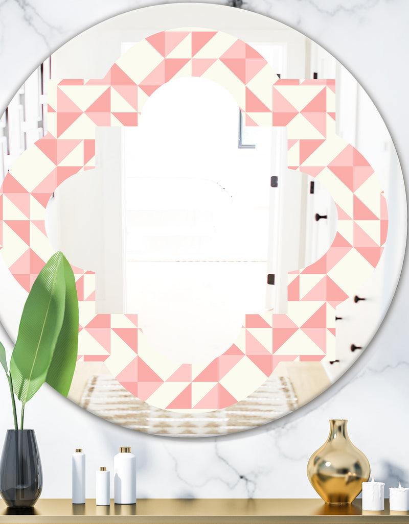 DesignQ Abstract geometric pattern patchwork quilting - Modern Round or Oval Wall Mirror - Quatrefoil