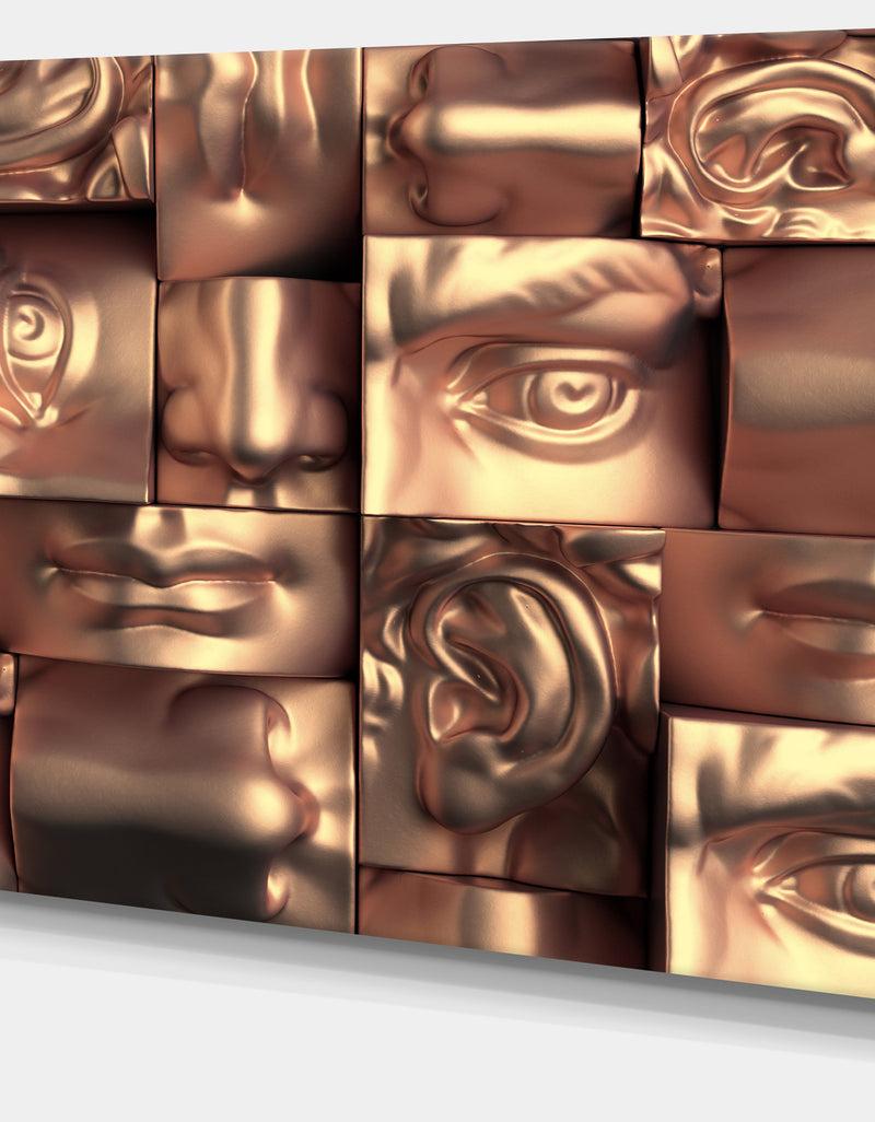 DesignQ Abstract Golden Blocks'Large Abstract Wall Art