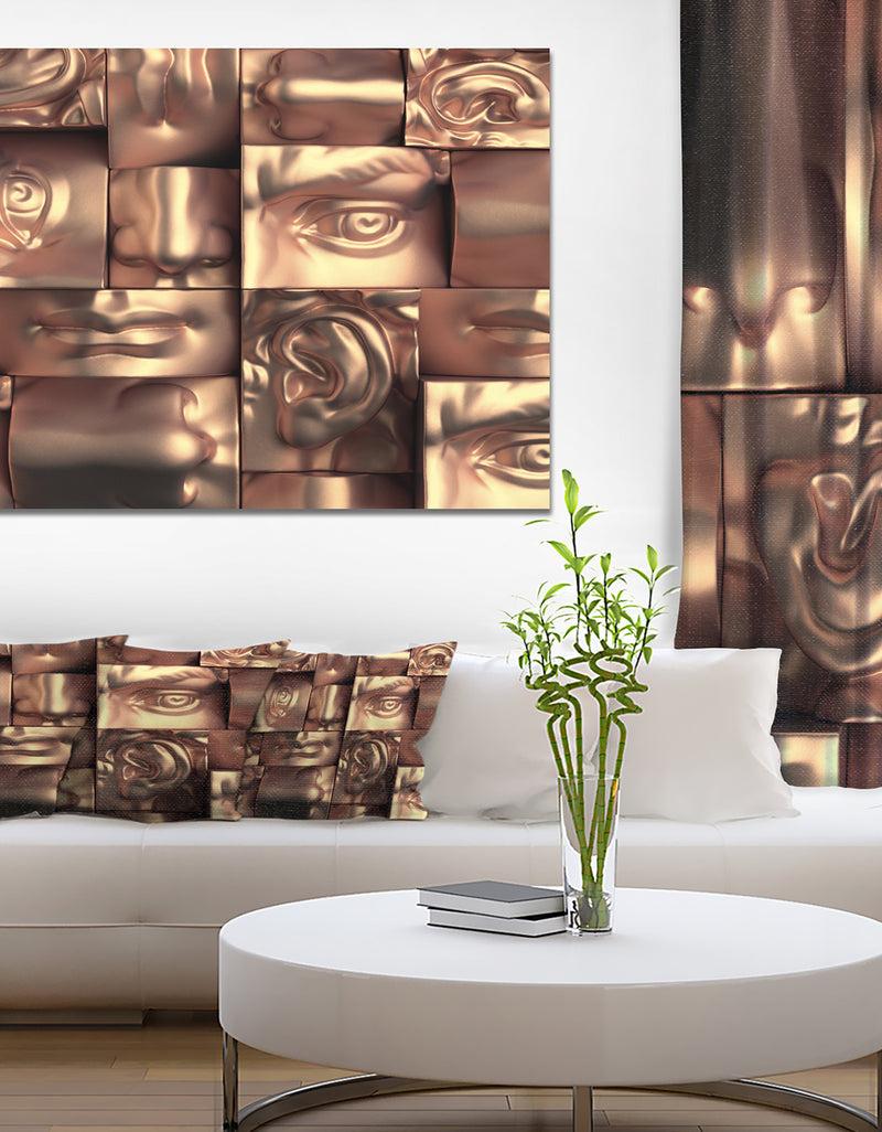 DesignQ Abstract Golden Blocks'Large Abstract Wall Art