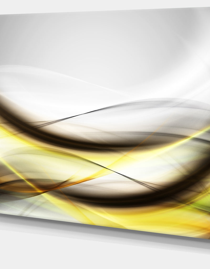 DesignQ Abstract Golden Waves - Abstract Digital Art Canvas Print