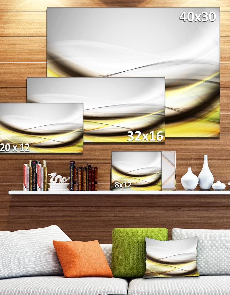 DesignQ Abstract Golden Waves - Abstract Digital Art Canvas Print