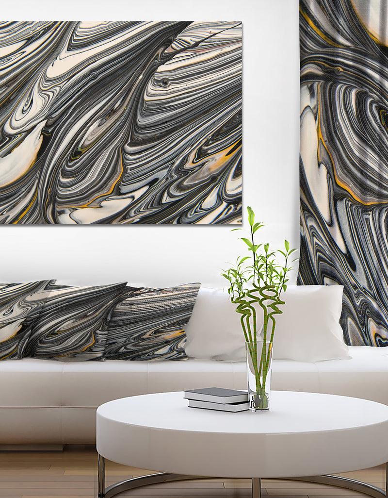 DesignQ Abstract Gray and Black - Contemporary Painting Print on Wrapped Canvas