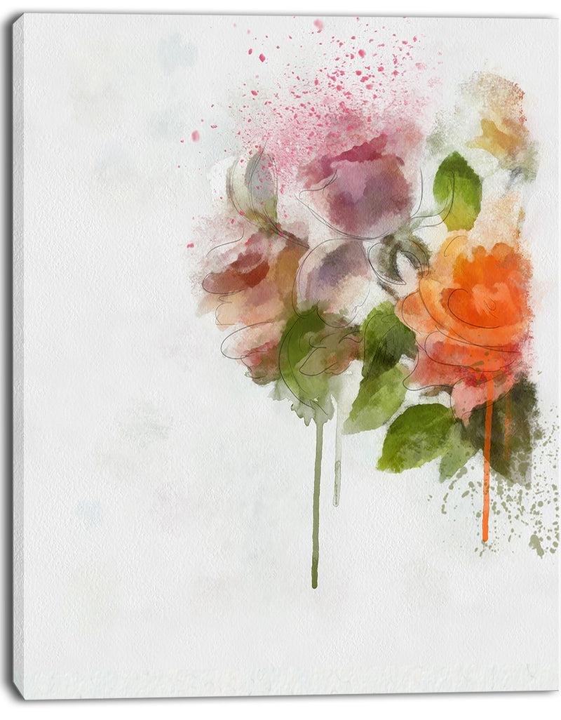 DesignQ Abstract Hand-drawn Flowers Sketch - Flowers Canvas Wall Artwork