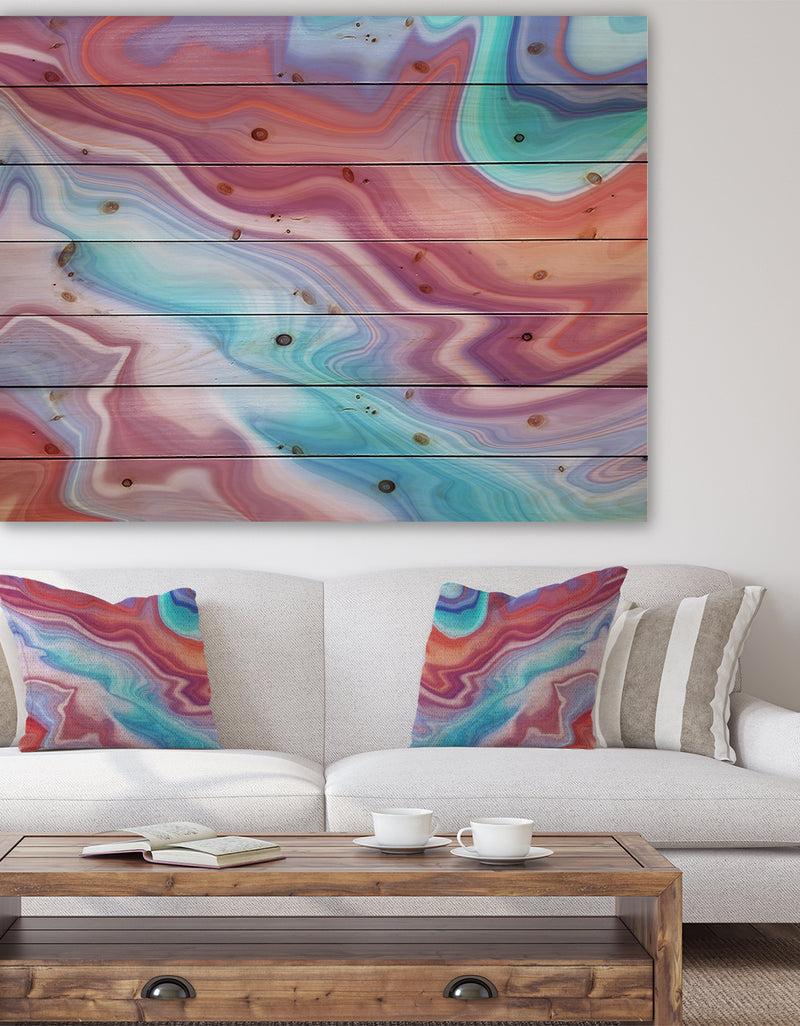 DesignQ Abstract Marbled Background - Abstract Print on Natural Pine Wood