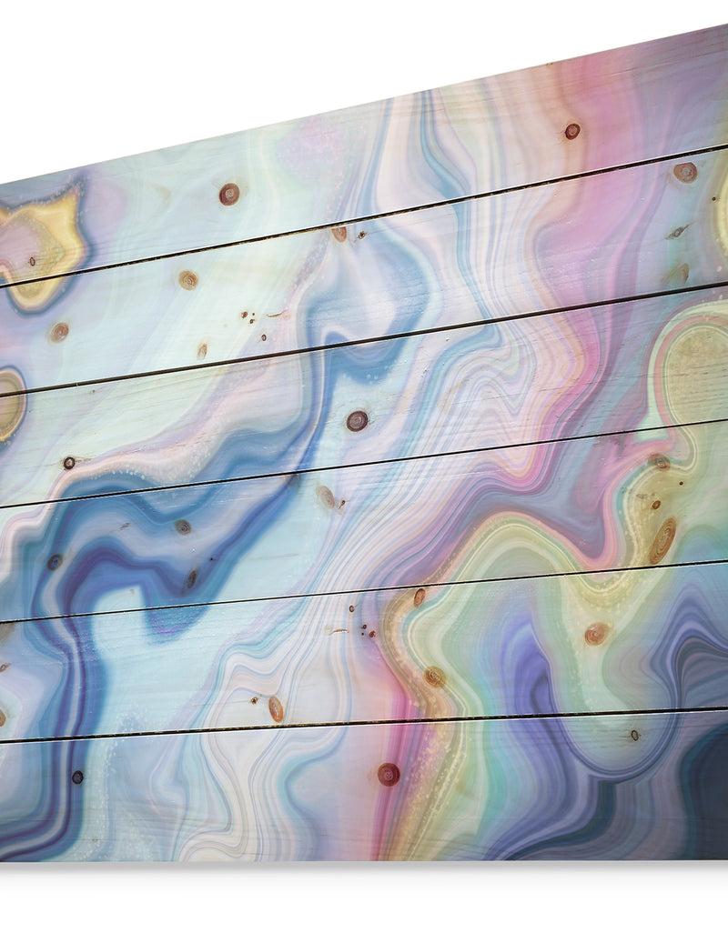 DesignQ Abstract Marbled - Stone Photographic Print On Natural Pine Wood