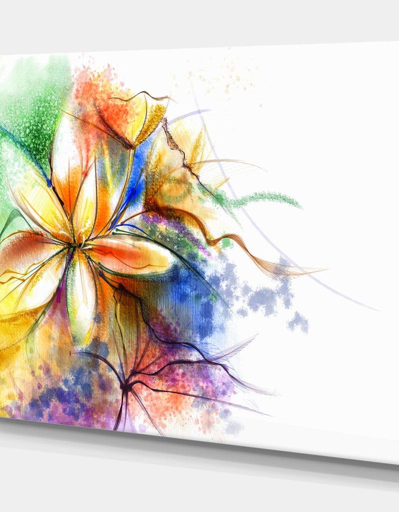 DesignQ Abstract Multi-color Flower Fusion - Large Flower Canvas Wall Art