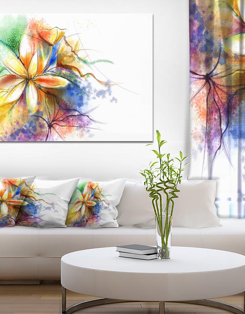 DesignQ Abstract Multi-color Flower Fusion - Large Flower Canvas Wall Art