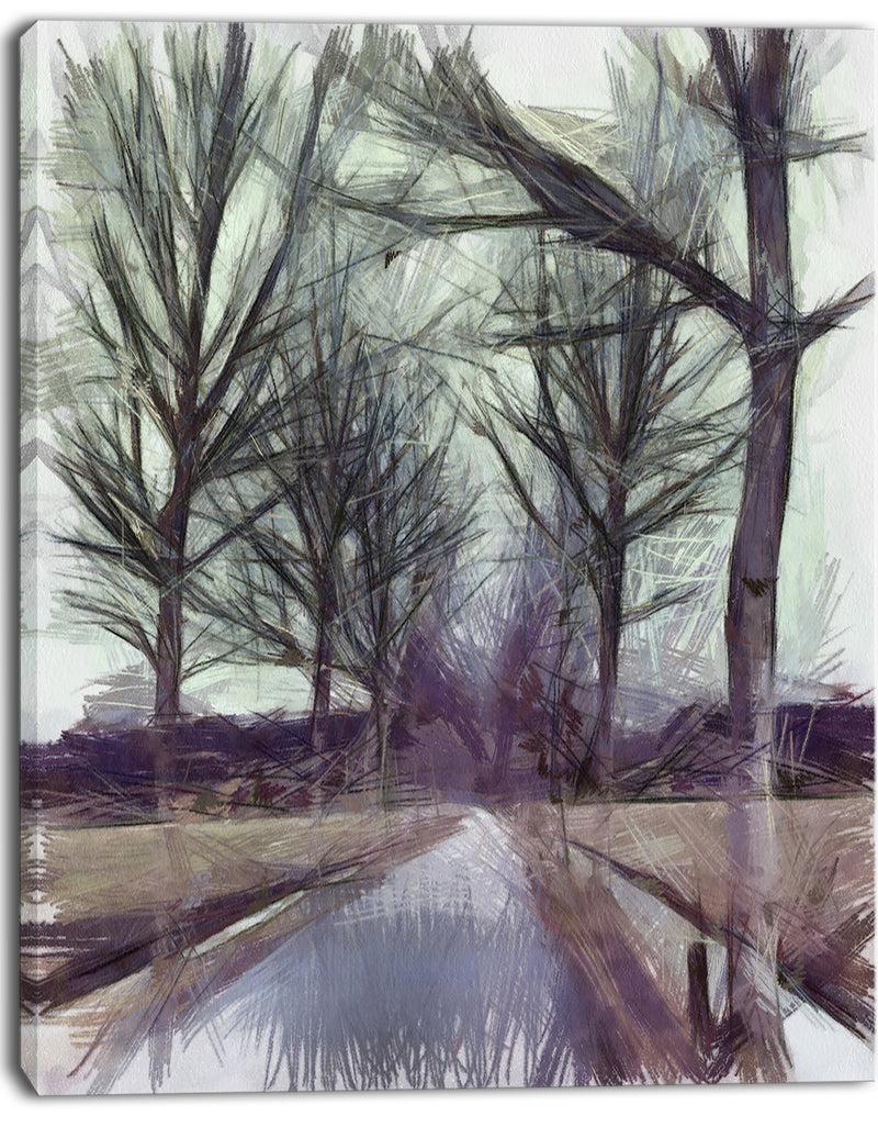 DesignQ Abstract Nature Watercolor Sketch - Large Landscape Canvas Art