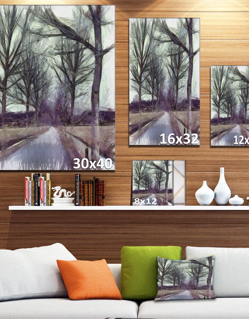 DesignQ Abstract Nature Watercolor Sketch - Large Landscape Canvas Art