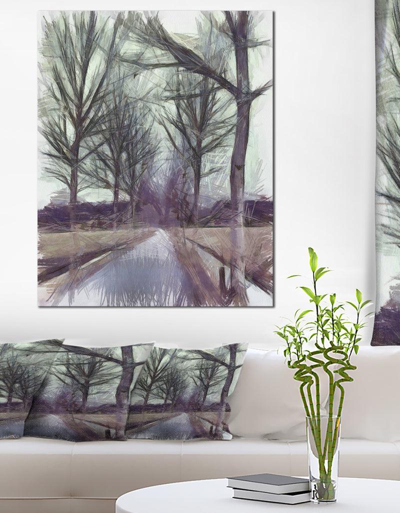 DesignQ Abstract Nature Watercolor Sketch - Large Landscape Canvas Art