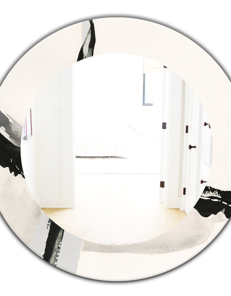 DesignQ Abstract Neutral I - Modern Mirror - Oval Or Round Wall Mirror