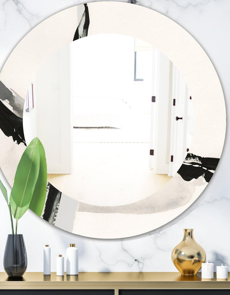 DesignQ Abstract Neutral I - Modern Mirror - Oval or Round Wall Mirror