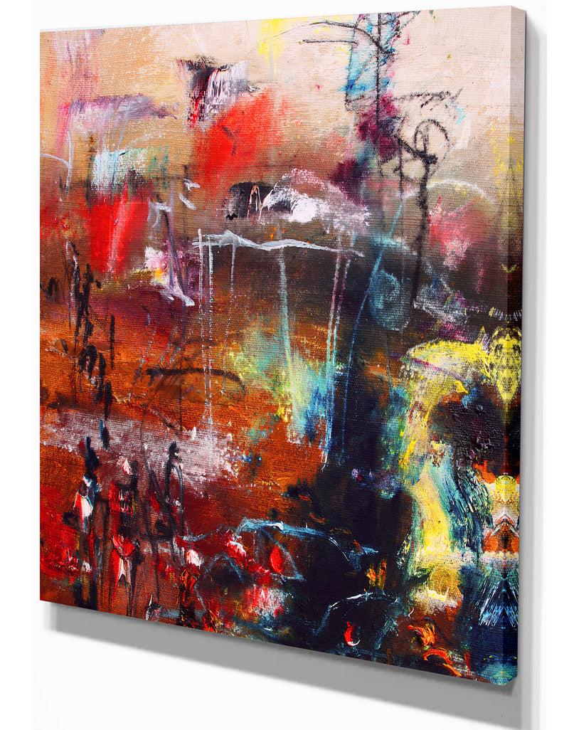 DesignQ Abstract Oil Painting - Landscapes Painting Print On Wrapped Canvas